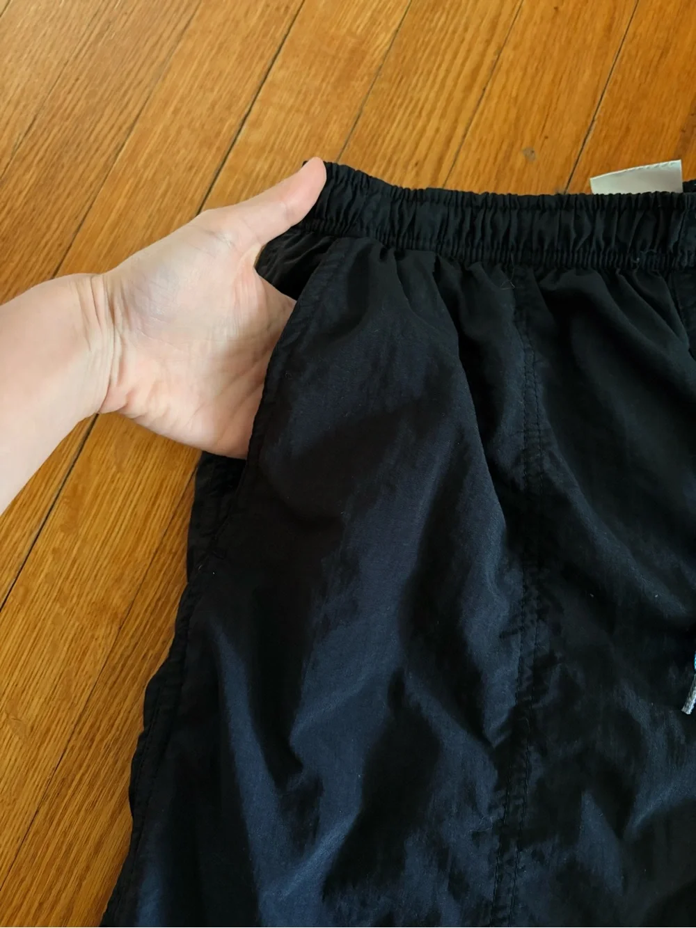 Vintage Speedo Black Swim Trunks Size M Mesh Lined Drawstring